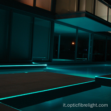 Illuminazione perimetrale della piscina in fibra ottica